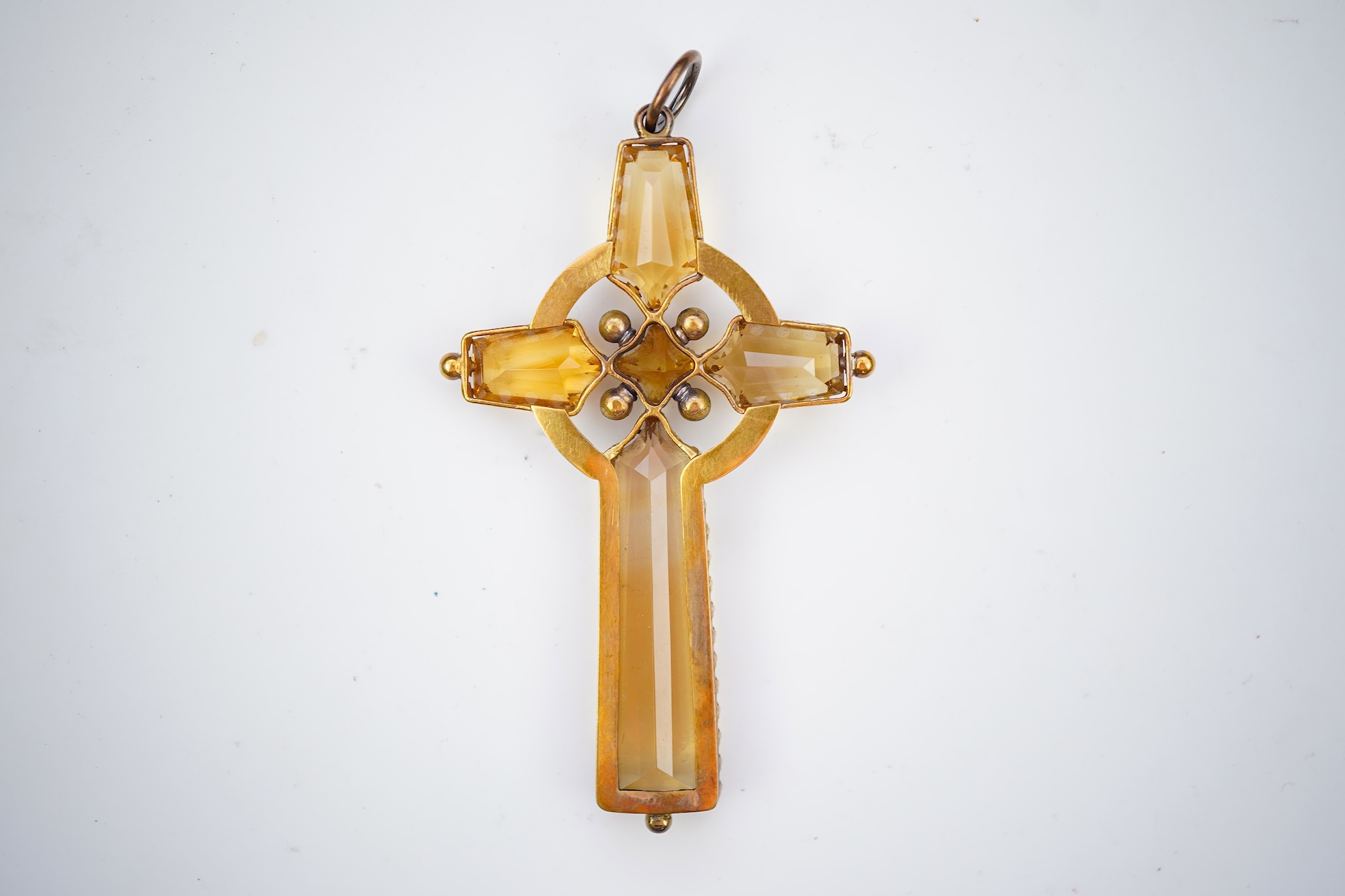 A Victorian gold and citrine pendant, late 19th century